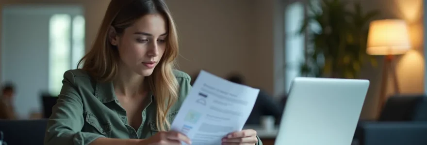 Photographie éditoriale d'un jeune actif réfléchissant à sa planification financière avec documents clairs et ambiance lumineuse cinématographique