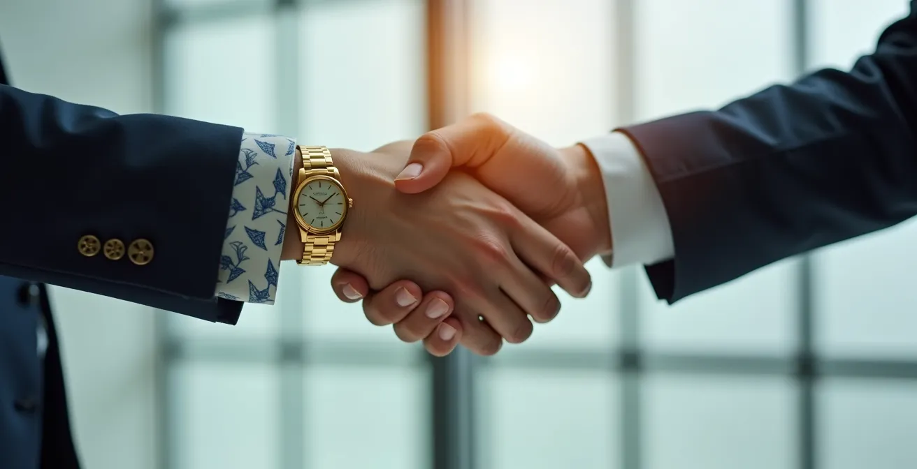 Poignée de main professionnelle symbolisant un accord négocié