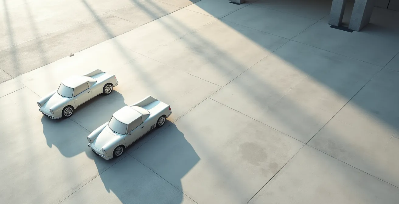 Vue aérienne minimaliste d'une flotte organisée