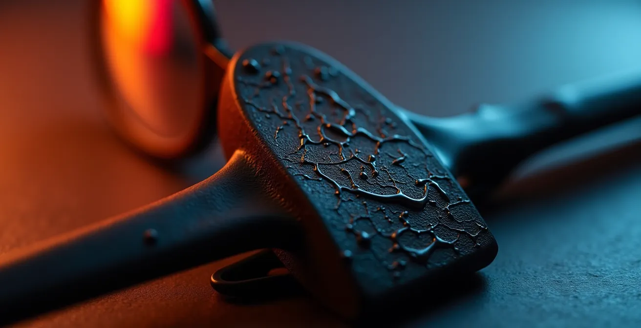 Détail macro de la texture et de la matière d'une monture en acétate