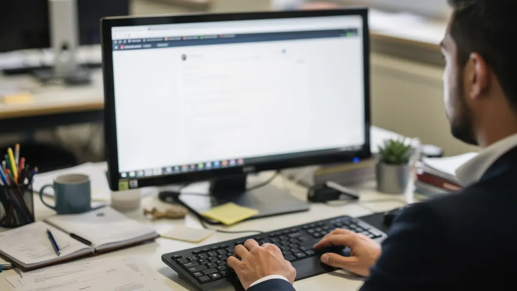 Responsable achats comparant les offres de fournisseurs sur écran d'ordinateur